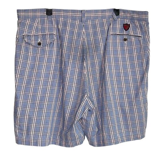 Polo Golf Ralph Lauren Plaid Mid-Rise Flat Front Golf Chino Short Blue/White 42 - Picture 2 of 5